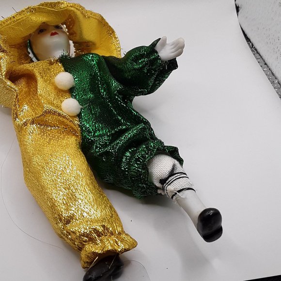 Harlequin Jester Clown Girl Doll Vintage Preowned Bendable Wires Collectible - Picture 10 of 14